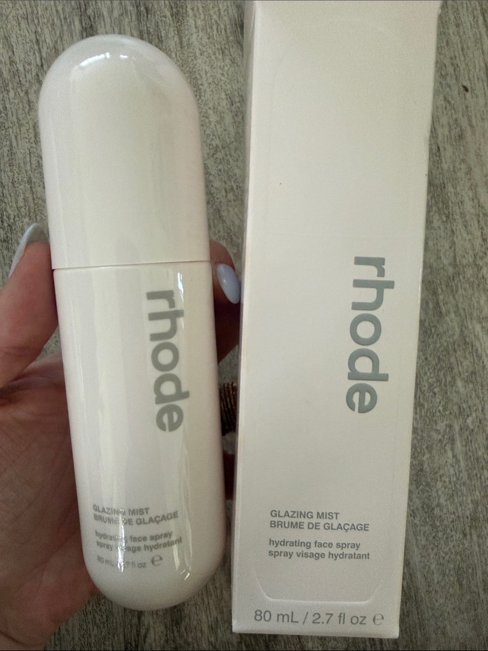 RHODE Glazing Mist Hydrating Face Spray — Cream and Silver